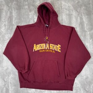 Vintage Arizona State Sun Devils Hoodie Mens XL Burgundy NCAA Football Y2K